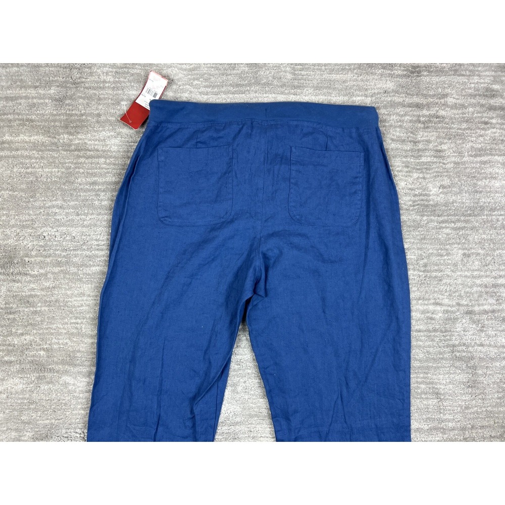 Weekend Choices Pants Womens L Blue Linen Cropped Wide Leg Drawstring‎ JLNP0165 - Picture 8 of 13